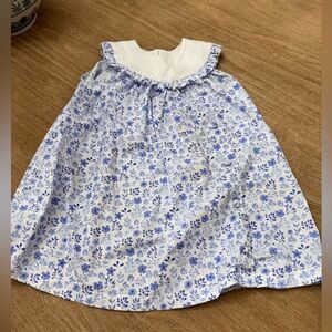 Delani toddler girl blue and white floral collar sundress 2T